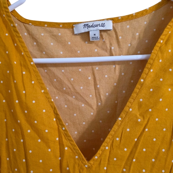 Madewell Side-Tie Ruffle Peplum Top in Polka Dot Size M - Picture 5 of 6